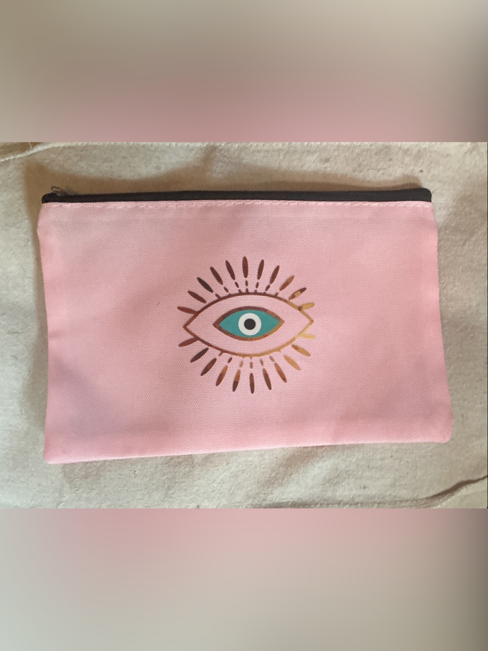 Pink Eye Motif Zip Pouch